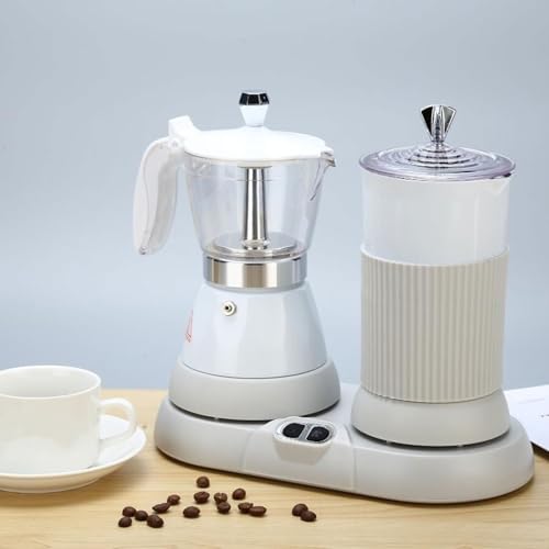Cafetière Domestique Intelligente, avec mousseur à Lait et cuiseur Vapeur, cafetière électrique à Moka et Machine à Mousse de Lait à Double Usage, Machine à café Italienne Expresso à Infusion Lente
