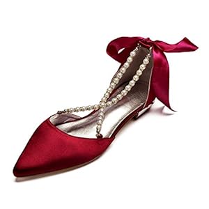 Bruids schoenen ballerina’s dames platte satijnen parel kant tenen bruiloft schoenen jurk schoenen 36-43,A,US6.5_7/EU37/UK4.5_5