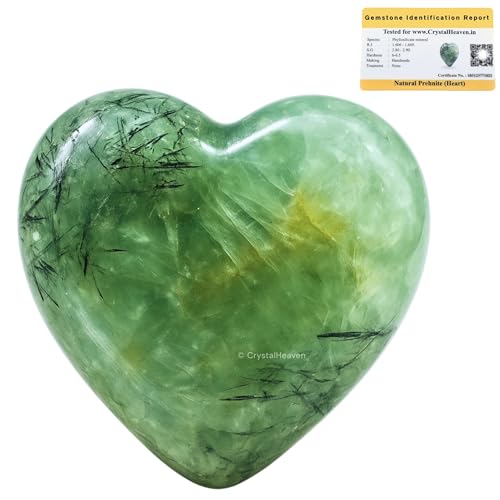 Image of Crystal Heaven Certified Prehnite Heart Palm Pebbles Stones For Anxiety Stress Relief Massage-Aaa Grade Original Healing Gemstone Agate Heart Palm Stone For Yoga Meditation Spiritual