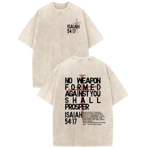 Weripoah Christian Jesus Shirts for Men Faith Religious Graphic Tees Vintage Oversized Acid Wash Tshirts God Shirt Streetwear(Apricot L)