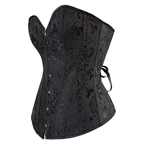 Women's Bustier Corset Top Sexy Lingerie Sets Black Satin Waist Cincher Large Black #TOP1