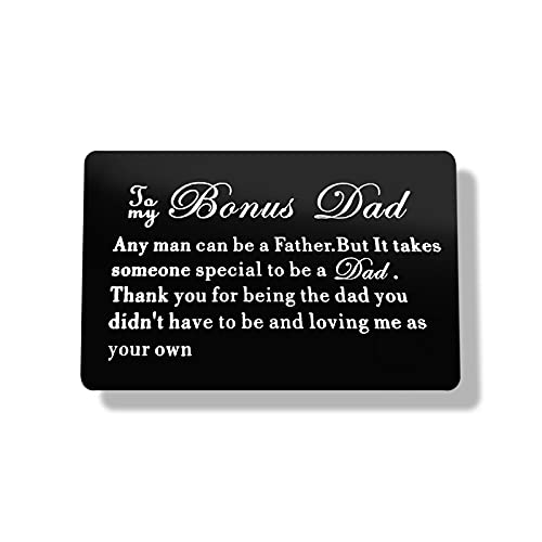 Stepdad Fathers Day Gift,Bonus Dad Wallet Card,Stepdad Engraved Wallet Card,Stepdad Stepfather Gift,Stepdaughter Stepson To Bonus Dad Birthday Christmas Card,Bonus Dad Gift For New Dad Father In Law #TOP4