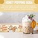 Honey Popping Boba Pearls, Honey Boba for Boba tea, Shakes and Desserts Topping, Reduced Calorie, Reduced Sugar, No Artificial Dyes, Zero Prep-Time, Plant-Based – 6 Ready-to-Eat Pouches (600g)