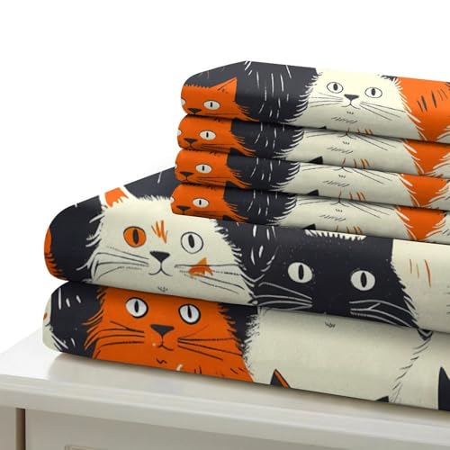Housse de couette chat 140x200cm microfibre hypoallergique anti-plis fermeture éclair - 7