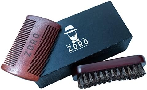 Beard Brush and Comb Set for Men - Premium Handmade Grooming Set - Elegant Box and Cotton Bag - Horsehair Bristled Brush and Double-Sided Aromatic Wooden Comb - Perfect Kit for Home or Travel