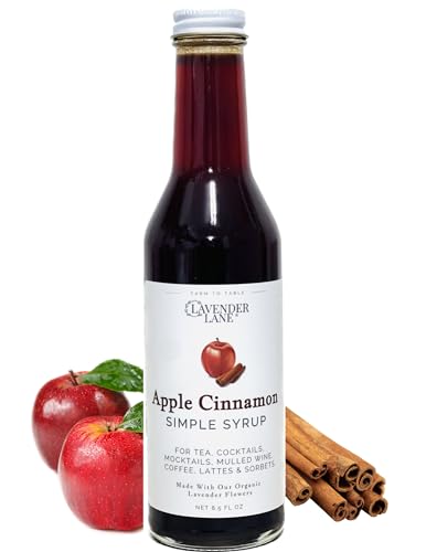 Lavender Lane Apple Cinnamon Simple Syrup, 9 oz - Extracted On Our Farm, For Tea, Coffee, Cocktails, Mocktails, Cooking