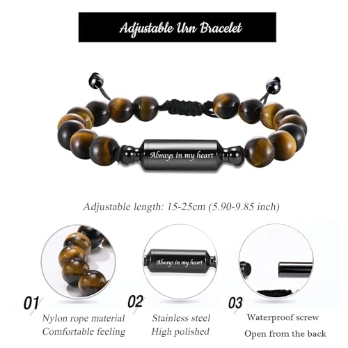 Cremation Jewelry Urn Bracelet for Ashes Braided Rope Beads Cremation Bangle Chakra Healing Balancing Memorial Keepsake Ashes Bracelet for Women Men2