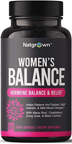 Natgrown Hormone Balance for Women PMS & Menopause Supplement for Fertility Hormonal & Menstrual Support, Helps Relief Hot Flashes – Maca Root, Vitex, Dong Quai & Black Cohosh Complex -Vegan Capsules