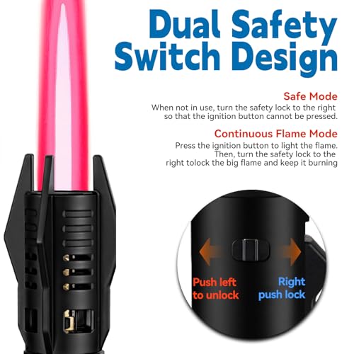 Encendedor de antorcha ZQMW negro con llama ajustable miniatura 4