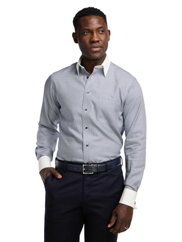 Paul Fredrick Men's Classic Fit Comfort Stretch Non-Iron Check Dress Shirt2