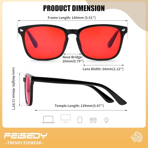 Image of FEISEDY Orange Blue Light Blocking Glasses for Woman Men Amber Lenses Computer Gaming Glasses for Better Sleep