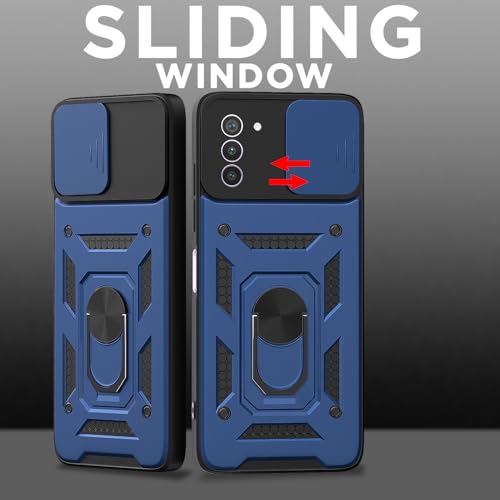 Image of Pikkme D10 Tough Armor Bumper Case | 360 Protection Case | Sliding Camera Shield Cover & Ring Holder Stand Back Cover for Nokia G42 5G (Blue)
