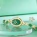 SOLLEN Womens Watches for Small Wrists,Gemstone-Inlaid Watches for Women​,Green Dial Fashion Women's Watch Birthday Gift Accessories