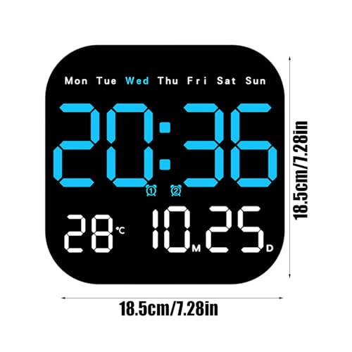 Reloj digital LED de 7.28 pulgadas con calendario de pared y batería 3