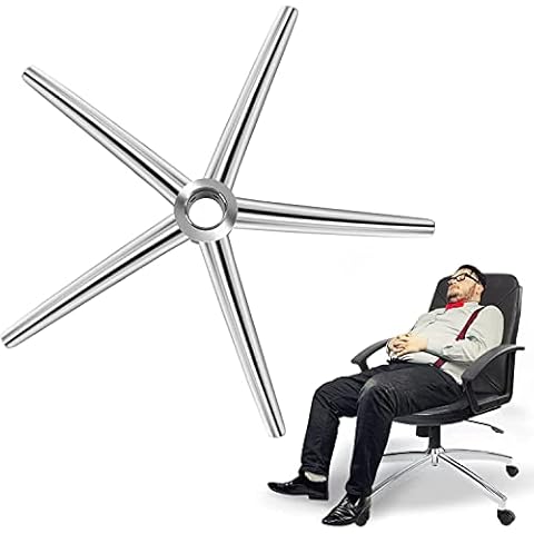 Omyoffice Office Chair Base Replacement Parts -Heavy Duty Reinforced Sturdy Metal Leg Desk Chair Base Replacement (2200Lbs),Universal Gas Cylinder and Caster Sockets 28",Silver Cover