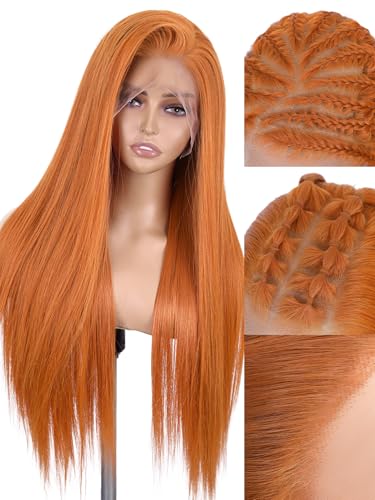 WIGNEE 13x6 Synthetic Lace Front Wig Pre-Plucked Synthetic Glueless Straight