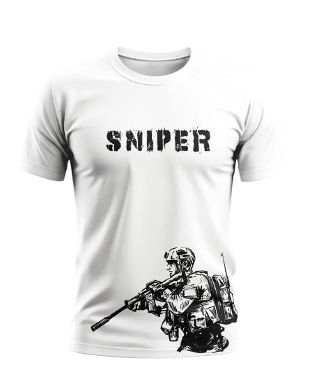 WarriorWorld Men's Stylish Military Graphic T-Shirt – Pure Cotton “Sniper” Print with Soldier Rifle Design-picture-14