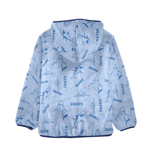 Shark Fish Girls Fleece Jacket Girls Fall Jacket Girls Zip Up Hoodie Girls Sherpa Jacket 2-10T2