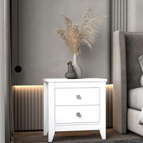 Modern White 2 Nightstand - Transform Your Bedroom Decor Create