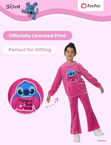 Image of Disney Frozen Princess Minnie Stitch Girl Clothes Long Sleeve Knot Front Sweatshirt Flare Pants Fall 2 Piece Outfit 2-9Y