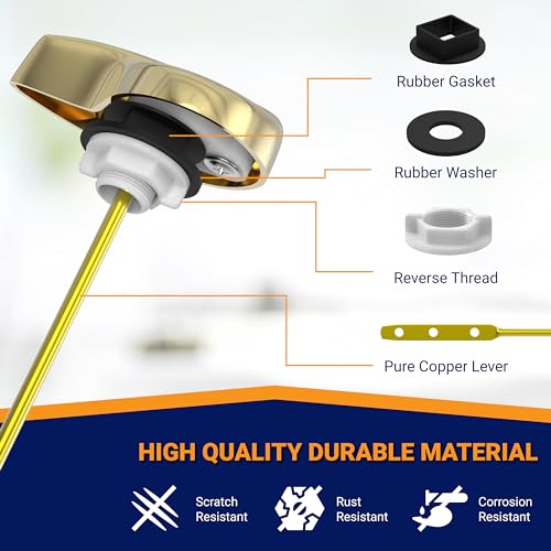 Image of Toilet Handle Replacement (Brass Polished, Side Mount)
