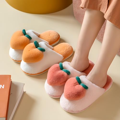 Fuzzy Slipper Winter Fluffy Slippers Peach Cute Slippers For Women Comfortable Warm House Shoes Slippers4