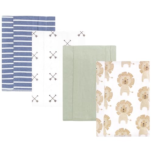 Image of Hudson Baby Unisex Baby Cotton Flannel Burp Cloths 4-Pack, Modern Lion, One Size