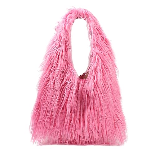 Image of Aisi Women Faux Fur Tote Bag Fluffy Plush Shoulder Bags Soft Casual Hobo Bag Big Capacity Shopping Bag