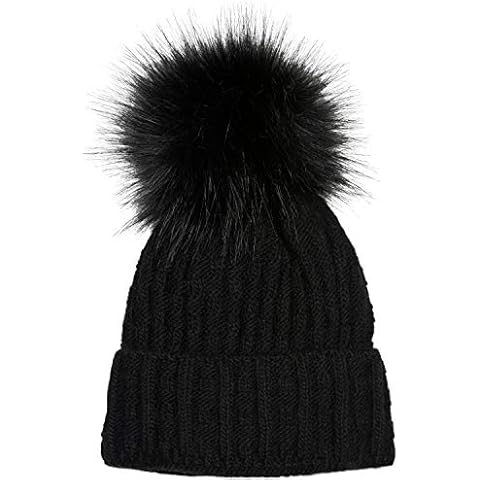 styleBREAKER Gorro de Punto con Pompón de Pelo Artificial Cover