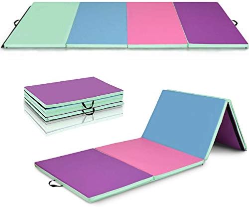 Giantex 4'x10'x2" Gymnastics Mat Folding Panel Thick Gym Fitness Exercise Christmas Gift (Green/Blue/Pink/Purple)