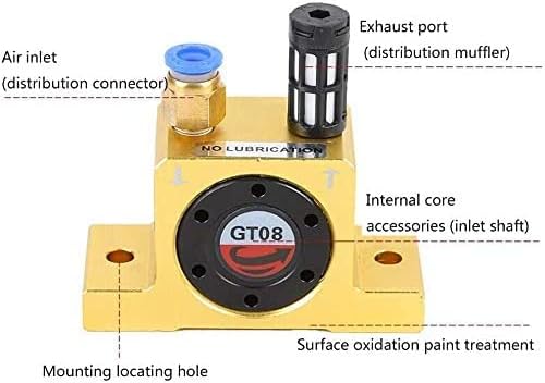 Miniatura 5 de G 18" vibradores industriales de la turbina, vibradores neumáticos silenciosos de la turbina para la tolva, vibrador industrial de oro GT-8