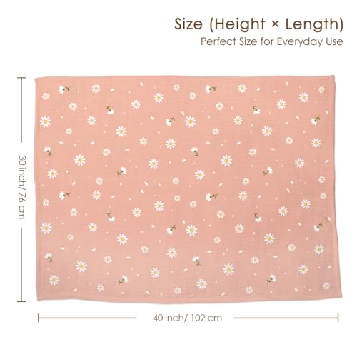 Image of SANDJEST Daisy Minky Muslin & Dotted Blanket 30x40 in Gift for Holiday, Gender Reveal Party, Hospital Visit, Baptism
