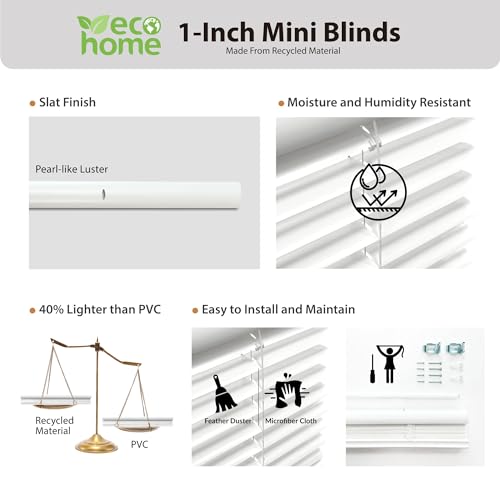 DEZ FURNISHINGS Cordless 1" Mini Blind with Flexible Slats, 48" W x 64" H, Pearl White by DEZ FURNISHINGS - Image 3