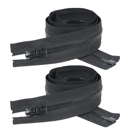 JRYXDS 2 Unidades De 70 Cm Cremallera De Plástico Cremalleras Divisibles Para Deslumbramiento Costura De Chaquetas Costura Chaquetas Cremallera(Negroid)