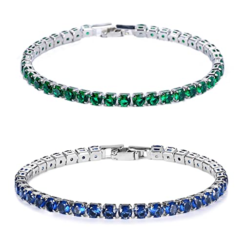 Knowing Tennis Bracelet Damen Armband, 2 Stück Tennisarmband für Frauen, Damen Armband, Tennis Armband Zirkonia, Tennis Armband für Valentinstag Muttertag Weihnachten Geburtstag Geschenke Cover