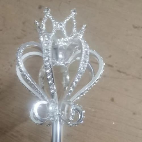 Bastón de cosplay de metal con perlas incrustadas accesorio de lujo para disfraces 2