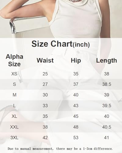 KT Women's Barrel Jeans Wide Leg Mid Rise Denim Ankle Pants Y2k Baggy Boyfriend Jeans with Pockets2