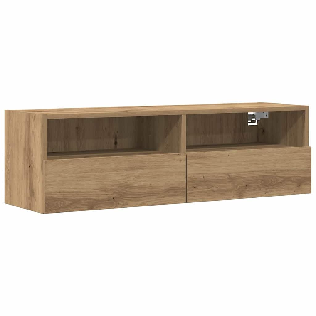 Générique Meuble TV Mural chêne Artisanal 100x30x30cm Bois d'ingénierie,Meubles, Meubles TV,862190