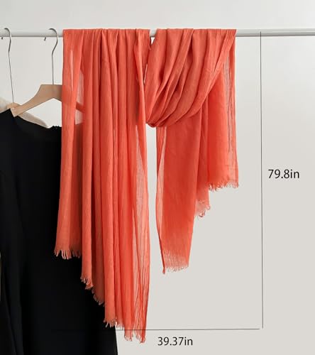Solid color cotton and linen scarf, wrinkled all season versatile long sunscreen fashionable shawl3