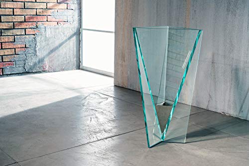 IMAGO FACTORY Drop | Paragüero de cristal transparente – Contenedor para paraguas de cristal – Paragüero de interior con bandeja antigoteo de acero cromado, diseño moderno - imagen 3