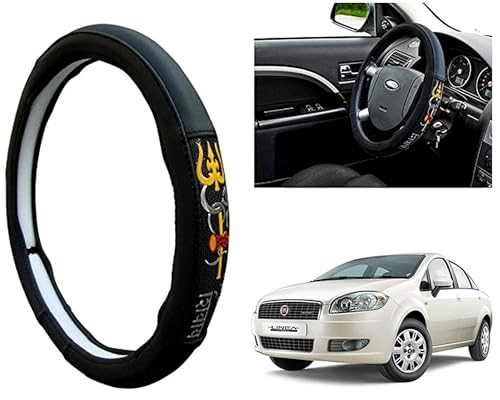 Image of Chromium Om Namah Shivay Car Steering Cover for Fiat Linea Pack of 1