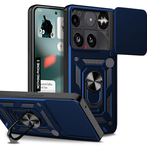 Image of AESTMO Tough Armor Nothing Phone 3 Bumper Back Case Cover | Ring Holder & Sliding Camera Shield Cover | 360 Degree Protection Back Case Cover for Nothing Phone 3 (Blue)