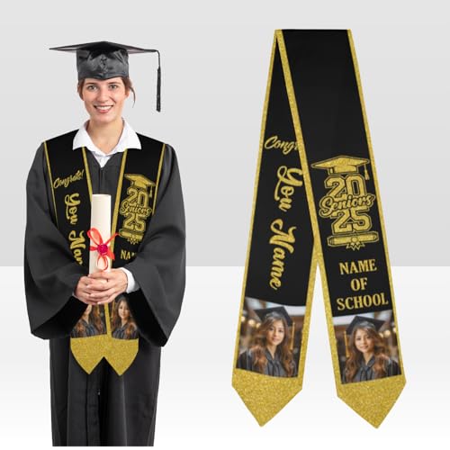 Stand Out on Graduation Day, American Flag Sash 2025, Custom Mexican Graduation Sash, Stoles Class of 2025 Congratulation Gifts with Photo.2
