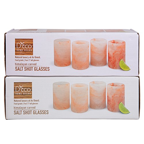 Himalayan Salt Shot Glasses, Set Of Eight 3" All-Natural Pink Salt Glasses - Hand-Carved Tequila Shot Glasses - Perfect Cinco De Mayo Party Cups & Mothers Day Gift - Add Light Salt Flavor To Any Drink #TOP3