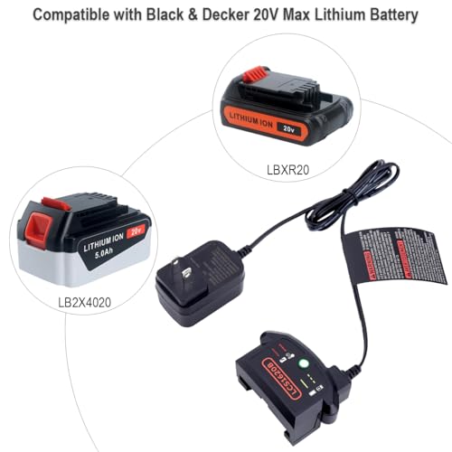 Image of Elefly LCS1620B 20V Lithium Battery Charger Compatible with Black & Decker 20V Lithium Battery LBXR20 LB2X4020 LBXR2020-OPE LBXR2020APB LB2X3020-OPE LB2X4020-OPE