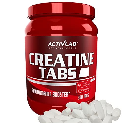 Activlab Creatine Tabs | Kreatin Monohydrat 4000 mg | 300 Tabletten | Granatapfelgeschmack | Bodybuilding, Fitness, Cross-Fit, Gewichtheben, Powerlifting | 3x im Labor getestet