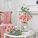 Faux Flowers with Vase,Artificial Silk Roses in Vase, Fake Plant Eucalyptus Flower Arrangement for Home Office Farmhouse Bathroom Dining Table Centerpiece Decorations Coffee Table Decor (Dusty Pink)