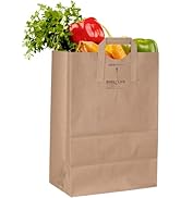 Duro 70# Large Brown Paper Bags with Handles Bulk 50 Count, 12 x 7 x 17 Inches, Blank Brown Groce...