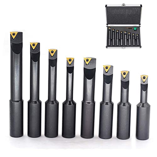 Oscarbide 3/4 Inch Shank Indexable Boring Bars 8 Pieces/Set,90 Degree Round Shank Boring Bars With Indexable Carbide Inserts 4 Pieces Tcmt21.51 & 4 Pieces Tcmt221 thumb #1