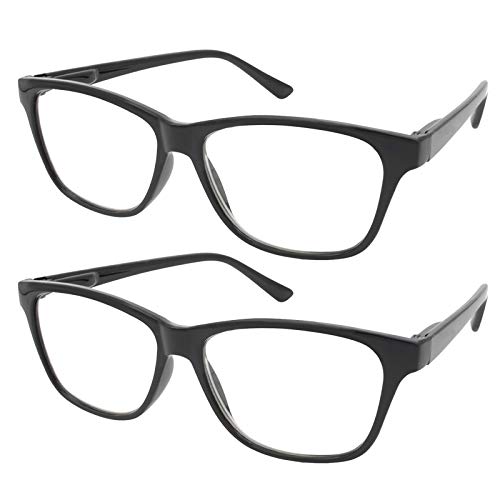 Lesebrille Lesehilfe für Herren und Damen - [Pack 2 Einheiten] Dioptrien +3.00 [Schwarz] Fassung mit Stärke für PC Handy Trend Frauen Männer